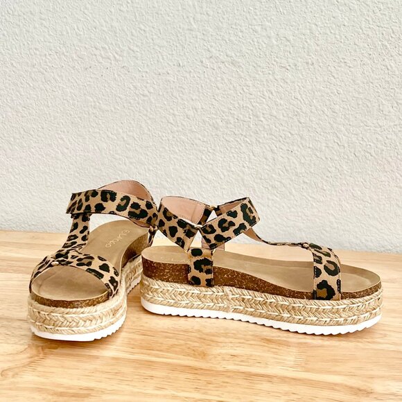 Women's US 7 Leopard Print Strapppy Platform Espadrille Summer Sandals NIB - Picture 4 of 8